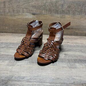 Madden Girl Ransley Brown Faux Leather Ankle Strap Sandal Women's Size 11